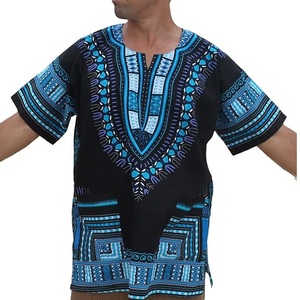 Camisetas Dashiki Africanas para Hombre con Estampado Tribal Floral de Gran Tamaño, Servicio OEM con MOQ Bajo, Personalizadas para Iglesia, Festival o Pueblo - Product Image 1