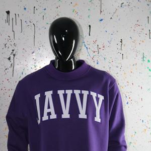 JAVVY PURPEL <b>Mock</b> <b>Neck</b> Sweatshirt 100% WHITE Applique Embroidery wide <b>neck</b> Sweatshirt Finer Threads - Product Image 3