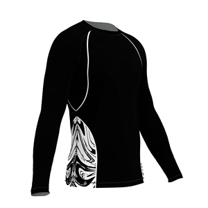 High Quality Custom Sublimation Printed <b>Men's</b> MMA Long Sleeve Rash Guard Polyester/Nylon High <b>Compression</b> - Product Image 3