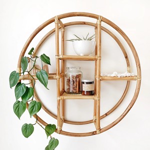 Modern rattan <b>wall</b>-<b>mounted</b> hanging <b>shelves</b> wholesale natural <b>shelf</b> <b>wall</b> hangings for room organization - Product Image 6