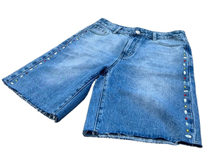 Custom Summer Y2K Casual Straight Streetwear Hip Pop Vintage Ripped Distressed Embroidery <b>Patch</b> Washed Denim <b>Shorts</b> <b>Men</b> - Product Image 2