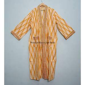 Bata de algodón puro con estampado indio, kimono de verano, pareo floral para playa, cómoda bata de maternidad, kimono de primavera, albornoz, regalo - Product Image 3