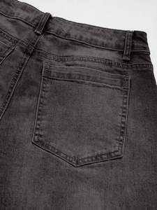 Jeans de Mezclilla Negros de Lujo para Mujer, Tela de Alta Calidad, Impresión y Bordado de Logotipo Personalizado - Product Image 4