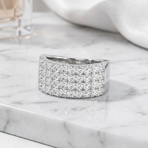 2.05CTW Round Cut Pave Set Triple Row <b>Statement</b> <b>Ring</b> - Product Image 2