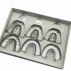 Set 6 Dental Impression Trays Plastic Steel Metal Mesh Manual Impression for Hospital Use MOL Safety by <b>Blush</b> surgical - Product Image 2