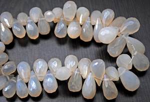 ลูกปัดหินแคลเซโดนีสีขาวธรรมชาติทรงหยดน้ำเจียระไนแบบเหลี่ยม สำหรับทำเครื่องประดับแฮนด์เมด - Product Image 5