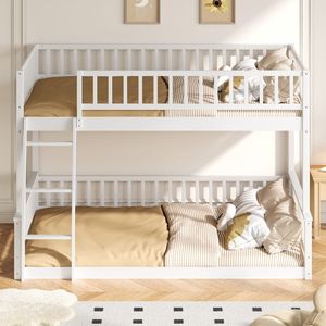 Lit superposé blanc XL complet avec échelle et barrières de sécurité pour dortoirs - Product Image 2