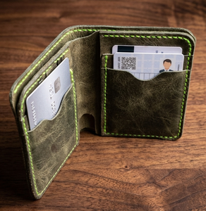 Anwar High Quality Unisex Slim Lightweight Genuine Leather Short Eco-Friendly Open <b>Wallet</b> Custom Logo Fashion Personalized Front - Product Image 2