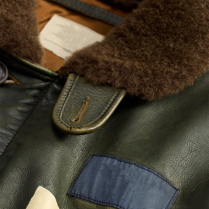 Premium <b>Shearling</b> Collar Leather <b>Jacket</b> <b>Men</b> Vintage Aviator OEM Custom Heritage Luxury Bomber Outerwear Heavy Duty Wind - Product Image 4