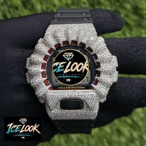 Reloj Digital de Lujo ICE LOOK con Pedrería, Caja Cuadrada de 40 mm, Reloj de Cuarzo para Hombre con Correa de Goma y Cierre de Botón a Presión - Product Image 5