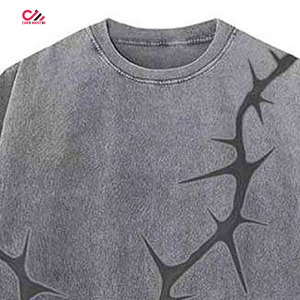 Camisetas Vintage para Hombre con Efecto Desgastado y Lavado Ácido, 100% Algodón, Estilo Oversize, Streetwear, Tejido Jersey Grueso, Tallas Grandes, OEM - Product Image 4