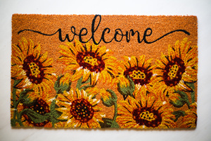 Paillasson CocoBloom imprimé floral en fibre de coco avec support en PVC, tapis d'entrée en fibre de coco naturelle, design personnalisé décoratif - Product Image 3
