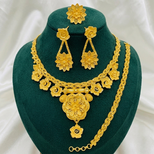 Ensemble de bijoux pour femmes, fait main, plaqué or 24 carats, cuivre et laiton, 4 pièces, créations Naykk, élégant, à porter au quotidien, mariage, fiançailles, fête - Product Image 2
