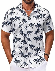 Camisa Hawaiana Floral para Hombre, Manga Corta, Estampado Tropical, Casual de Playa, con Botones, Colorida, para Vacaciones de Verano - Product Image 1