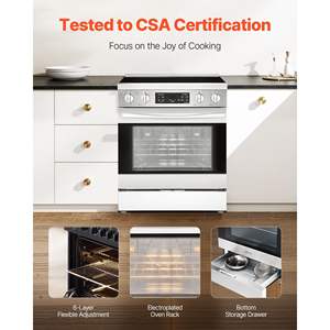 Estufa de cocina independiente de acero inoxidable compacta de 30 pulgadas y 4 quemadores 4,8 Cu. Pie. Capacidad Horno de rango eléctrico Temporizador de 30 minutos - Product Image 6