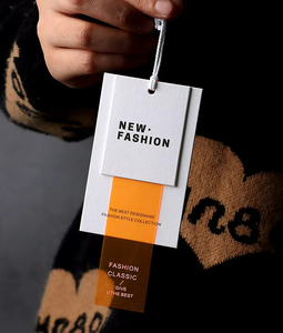 Luxury Custom logo Printed Soft PVC Plastic Clothing Garment Jean Swing Cotton Paper hang Tag Hangtag Label <b>Sticker</b> for Clothing - Product Image 1