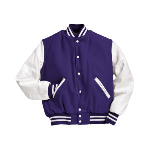 New Arrival Unisex Varsity <b>Jacket</b> Patchwork Design Front Logo Solid Colors Breathable <b>Fleece</b> Wholesale - Product Image 1