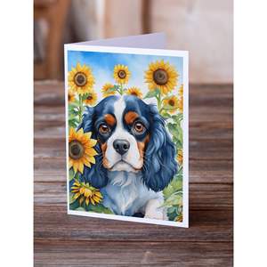 ทหารม้าพันธุ์สแปเนียลในดอกทานตะวันขนาด A7 5x7การ์ดเปล่าบรรจุ8ซองพร้อมการ์ดบันทึก - Product Image 2