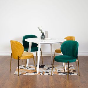 Set da Pranzo Contemporaneo Amoa 5 Pezzi, Tavolo Rotondo Bianco e 4 Sedie per Sala da Pranzo Moderna - Product Image 1