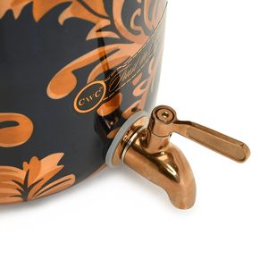 Magnifique distributeur d'eau en cuivre noir et or avec motif floral, robinet et couvercle en cuivre - Product Image 3