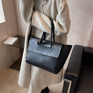 Bolso Tote Minimalista de Cuero Genuino Clásico, Color Sólido, Parte Superior Abierta, Uso Diario, Bolso de Mano para Mujer, Todas las Temporadas, Marrón - Product Image 3