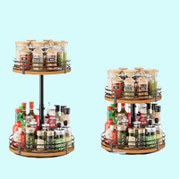 Grande dalle Lazy Susan à 2 niveaux avec plateau tournant en écorce pour comptoir de meuble central Support décoratif de cuisine