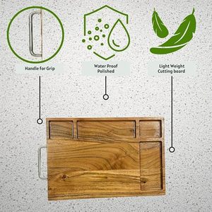 Tabla de Cortar Rectangular de Madera de Acacia Duradera con Certificación FSC, con Compartimentos Integrados y Ranuras para Jugos, para Servir Queso y Pizza - Product Image 2