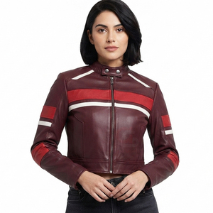 Chaqueta Varsity de Cuero Genuino Hecha a Medida para Mujer, Talla Grande, Transpirable, Estilo Urbano, Ropa de Abrigo de Moda para Primavera y Otoño - Product Image 1