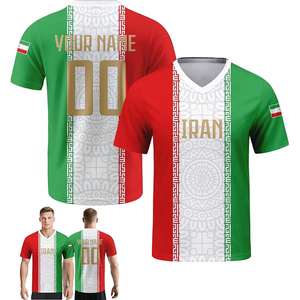 Maillot de football à col en V de l'équipe nationale d'Iran pour homme, personnalisable avec nom et numéro, en polyester sublimé, toutes saisons, coupe adulte - Product Image 2