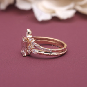Bague de fiançailles en diamant de laboratoire certifié IGI, taille radiant, en argent sterling 925 massif |   Bague de mariée vintage à halo de pierres - Product Image 5