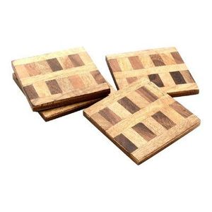 Ensemble de sous-verres en bois avec logo personnalisé pour événements promotionnels, cadeaux d'entreprise et commandes en gros - Product Image 5