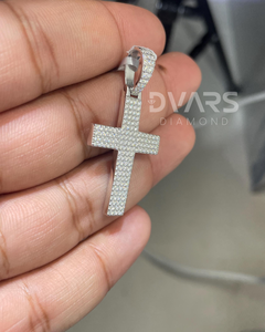 Colgante de Cruz con Moissanita Pavé, Joyería Religiosa, Estilo Hip Hop Bling, Plata 925 Bañada en Oro, Joyería de Lujo para Fiesta - Product Image 6