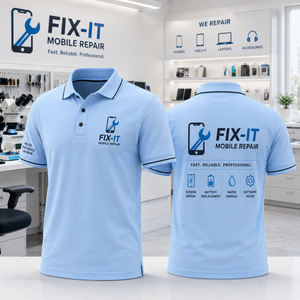FIX-IT ™   Camiseta Polo Personalizada para Técnico de Reparación de Teléfonos Móviles |   Uniforme de Servicio Premium para Reparación de Electrónica - Product Image 1