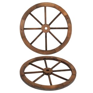 Set di decorazioni da parete con ruota di carrozza in legno stile Old Western da 24 pollici, colore marrone - Product Image 4