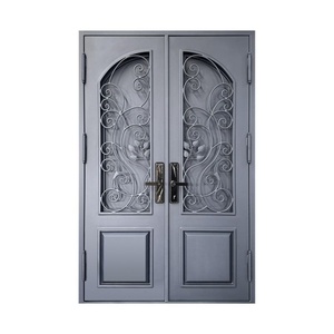 Royal Luxury Wrought Iron Main Gate Traditional Artistic Scrollwork Design Rust-Resistant Powder-Coated Finish <b>Swing</b> Open Easy - Product Image 1
