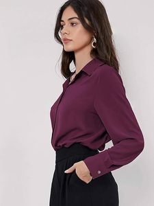 Women's Rayon Oversized Fit <b>Crop</b> <b>Top</b> Korean Style Long Sleeve Oversized Button Down - Product Image 2