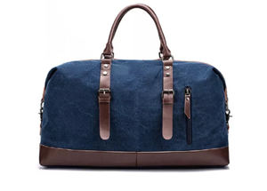 Sac de voyage en toile et cuir, fermeture éclair, imperméable, sac de week-end de haute qualité, LCTB-0096 - Product Image 2