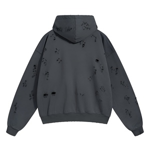 Sudadera con Capucha Extra Grande Personalizada para Hombre, Negra y Gris, con Estampado en Relieve, Informal, 100% Algodón, Ecológica, Antipilling - Product Image 3