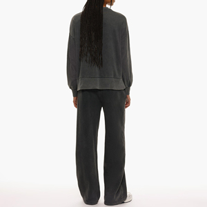 2026 New Arrived 100% Cotton Regular Fit Solid Embroidered Lace Sweatshirt Joggers <b>Women</b> Custom Printed Logo Hip Hop <b>Sweatsuit</b> - Product Image 2