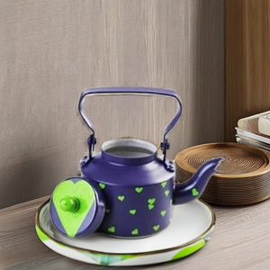 Luxury Handmade Enamel Coated Kettle <b>Set</b> Stainless Steel <b>Tea</b> Coffee <b>Pot</b> Lid Metal Handle Modern Designer Kitchenware Gifting - Product Image 2