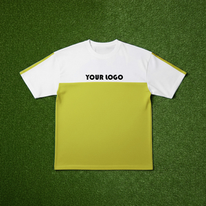 เสื้อยืดผู้ชายพิมพ์โลโก้ตามสั่งผ้าตัดต่อสไตล์โอเวอร์ไซซ์แนวสตรีท - Product Image 3