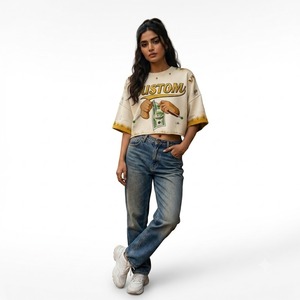 Camiseta Corta Personalizada Eyre Sports Wear con Efecto Desgastado, 100% Algodón, Tela Suave y Transpirable, Nueva Camiseta con Estampado Gráfico Moderno para Unisex - Product Image 5