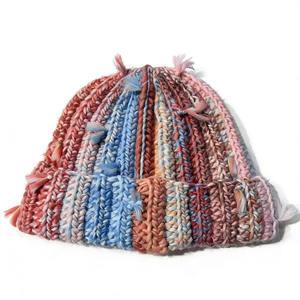 Custom Brand OEM <b>Wool</b> Blend Chunky Knit <b>Beanie</b> 3D Embroidery Striped Pattern Sublimation Transfer Print Unisex Adult Winter <b>Hat</b> - Product Image 3
