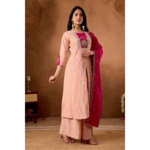 Ensemble Anarkali Kurti Palazzo Dupatta - Robe de soirée - Product Image 5
