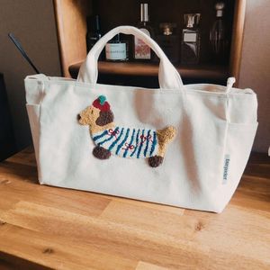 Bolsa de Mano de Lona de Algodón Hecha a Mano con Bordado de Tres Flores, Bolsa de Compras Reutilizable, Bolsa de Hombro para Viajes Diarios, Mini Bolsa de Tela - Product Image 2
