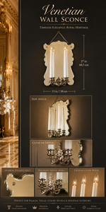 Grand European Venetian Baroque Luxury <b>Wall</b> <b>Sconce</b> Ornate Decorative <b>Wall</b> <b>Light</b> with Elaborate Mirror Detailing, Premium Brass - Product Image 2