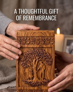 Tree of Life Custom Handmade Urn - Wooden Urns for Human Ashes - Cremation Urns for Adult Ashes – <b>Memorial</b> urn <b>box</b> for ashes-kee - Product Image 5