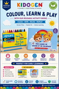 Ensemble de jouets magnétiques à dessiner KIDOGEN, 14 crayons de cire géants, livre d'activités réutilisable, cadeau en français pour les enfants de 2 à 7 ans - Product Image 1