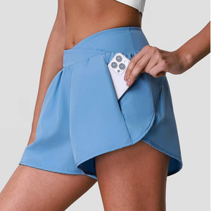 <b>Women's</b> High Waist Solid Color Sport <b>Skorts</b> With Pockets Quick Dry Knitted Fabric Regular Fit - Product Image 1
