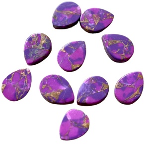 พลอยแบนรูปลูกแพร์ทองแดงสีม่วงสำหรับทำเครื่องประดับแบบ DIY ทำต่างหูแหวนจี้สร้อยคออัญมณีทรงหลังเบี้ยผู้จัดจำหน่ายเครื่องประดับหินวันเกิด - Product Image 1